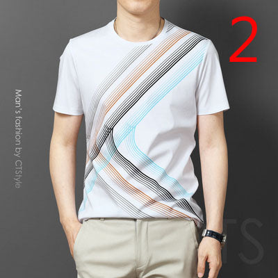 2064- Fashionable short sleeved, casual men's luxury clothing