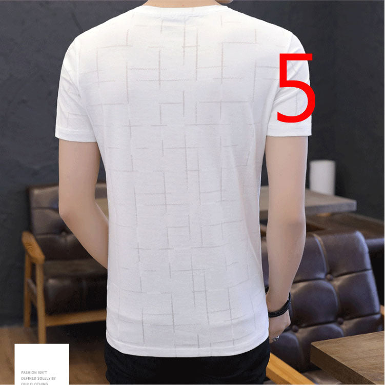 8973- Fashionable short sleeved, casual men's luxury clothing